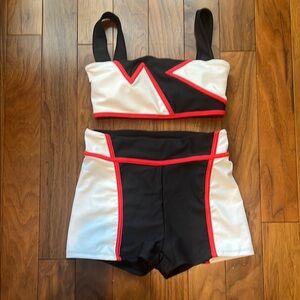 Kids' Black and White Dance Set with Red Accents